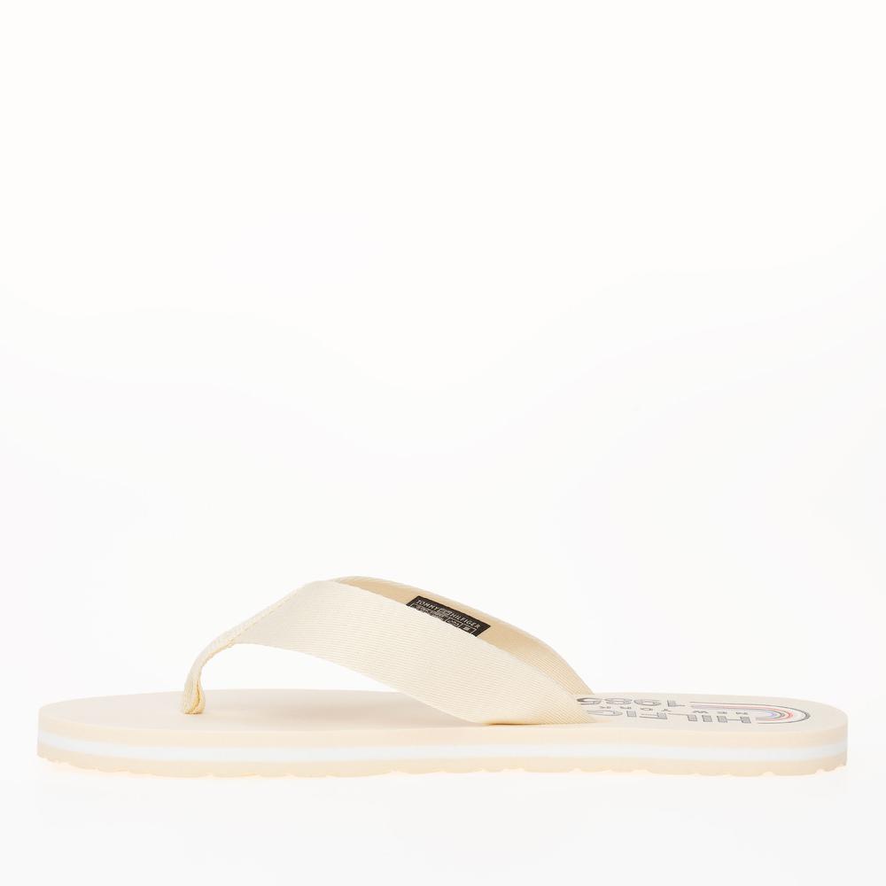 Japonki Tommy Hilfiger Global Stripes Flat Beach Sandal FW0FW07856-AEF - beżowe