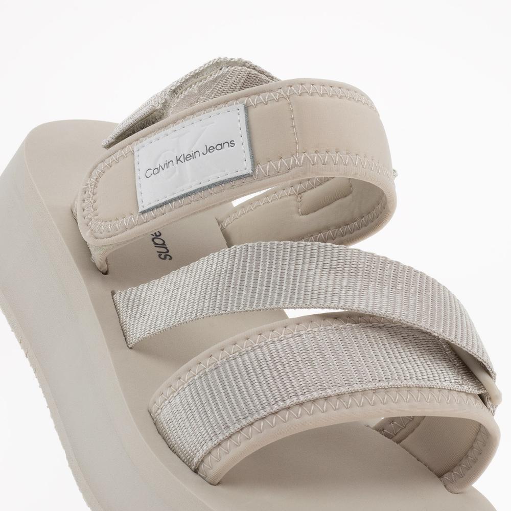 Sandały Calvin Klein Prefresato Sandal Badge YW0YW00967-ACF - beżowe