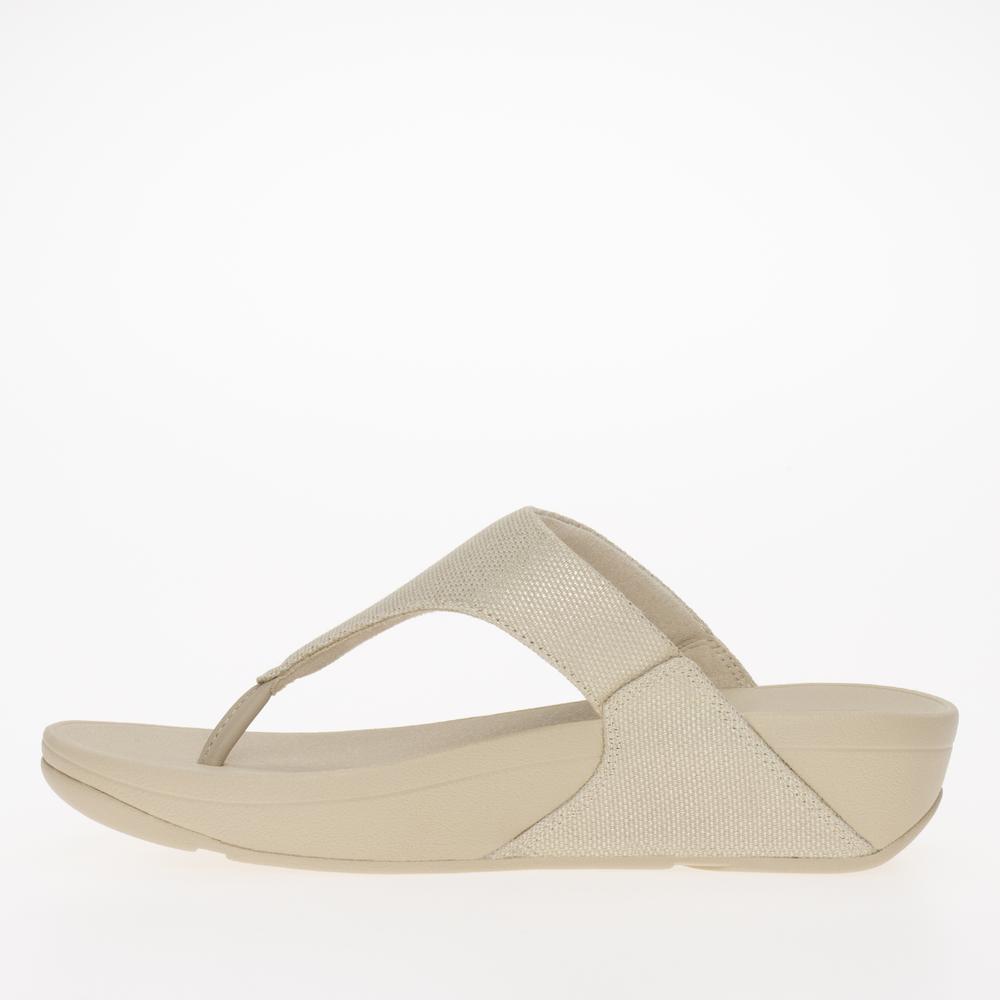 Japonki FitFlop Lulu Glitz-Canvas Toe-Post HQ9-675 - beżowe