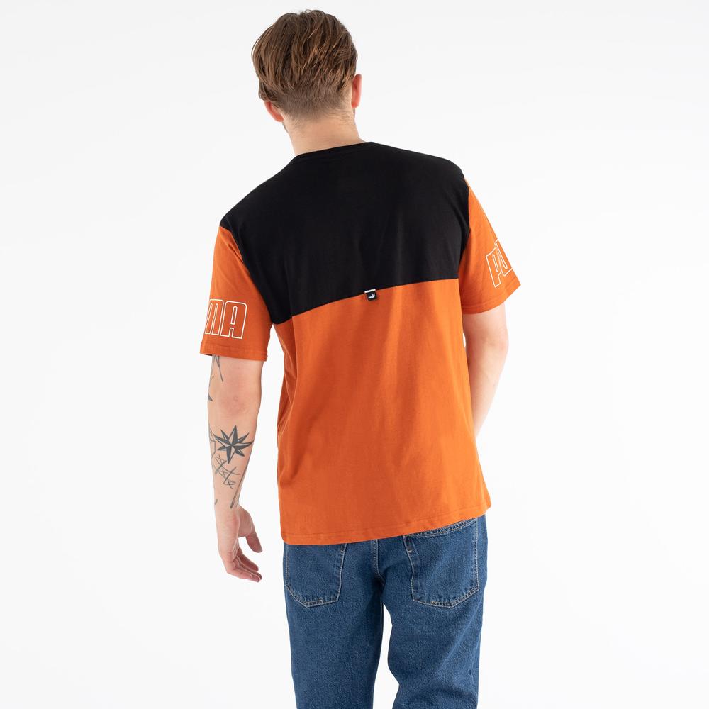 Koszulka Puma Power Colourblock 67156764 - pomarańczowo-czarna