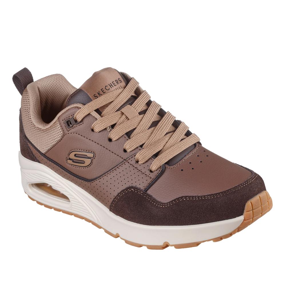 Buty męskie Skechers Uno Retro One 183020BRN - brązowe
