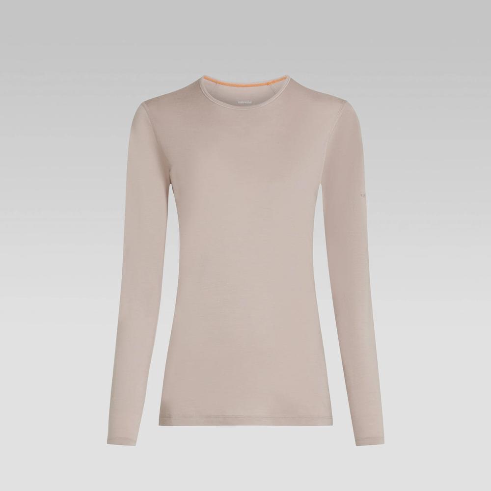 Koszulka damska Icebreaker Merino 200 Oasis Long Sleeve Crewe 1043750LH1 - beżowa