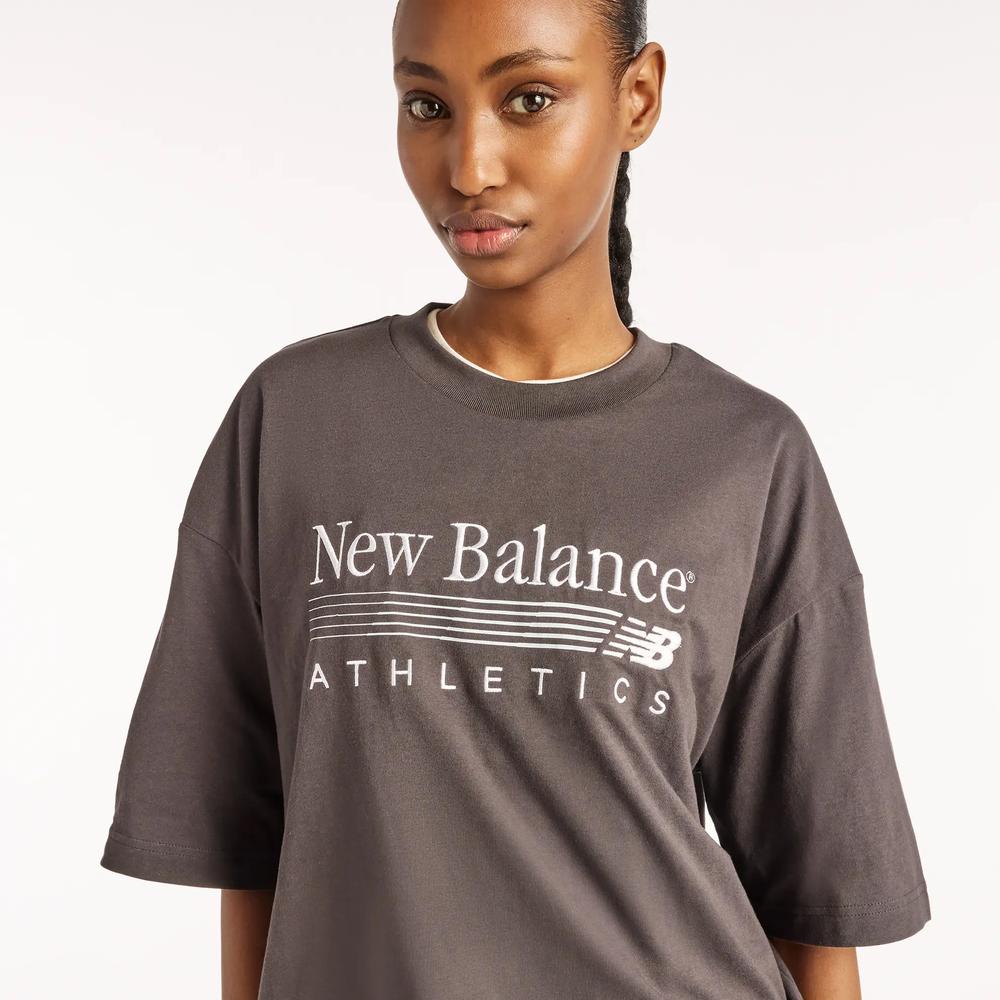 Koszulka damska New Balance Trackside WT6297MKBLK - brązowa