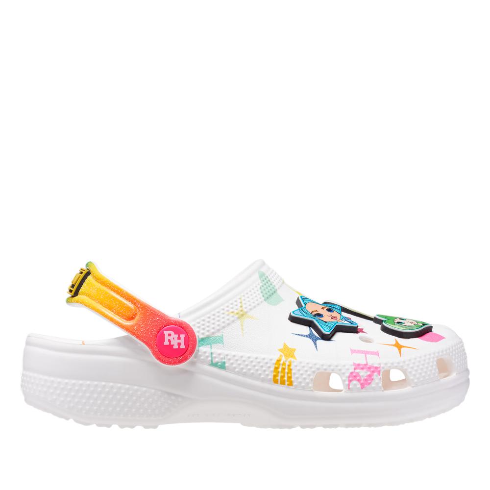 Klapki Crocs Classic Clog Rainbow High 208117-90H - białe