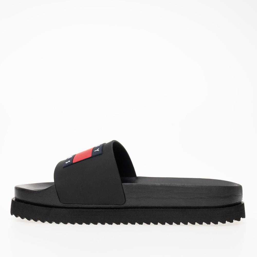 Klapki Tommy Jeans Elevated Flatform EN0EN02451-BDS - czarne