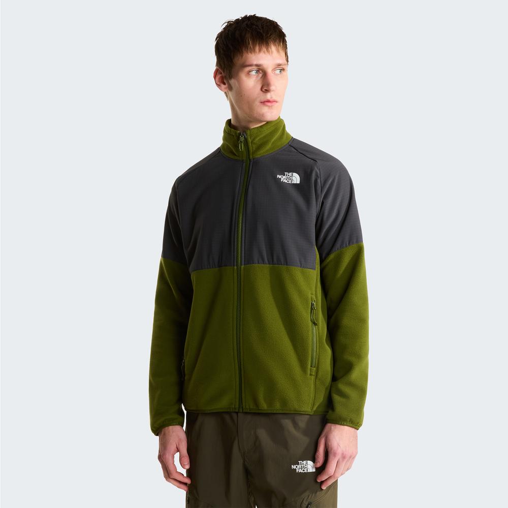 Bluza męska The North Face 100 Glacier Heavyweight Full-Zip Fleece 0A89JGM6D1 - szaro-zielona
