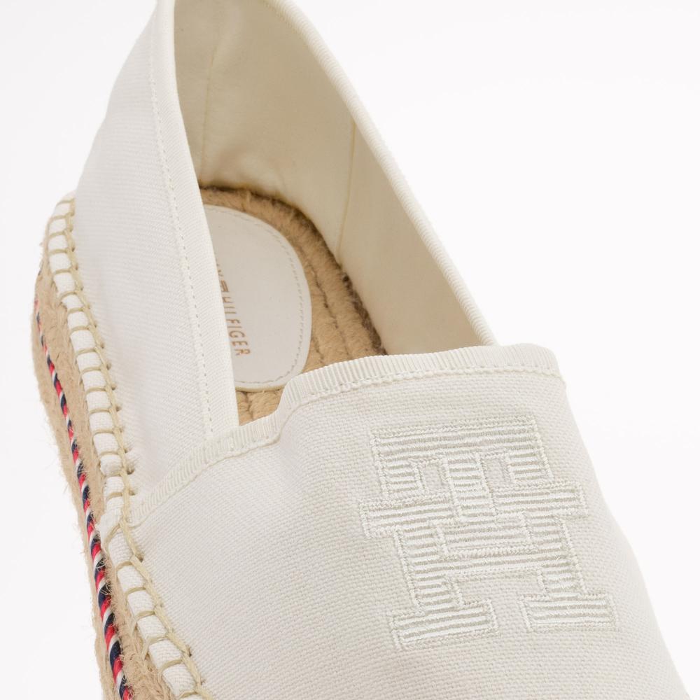 Buty Tommy Hilfiger Signature Tape Monogram Espadrilles FW0FW07014-YBL - kremowe
