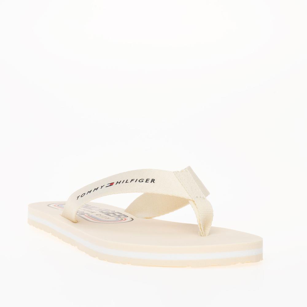 Japonki Tommy Hilfiger Global Stripes Flat Beach Sandal FW0FW07856-AEF - beżowe