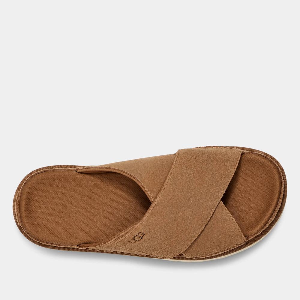 Klapki Ugg Goldenstar Cross Slide 1137910-CHE - brązowe