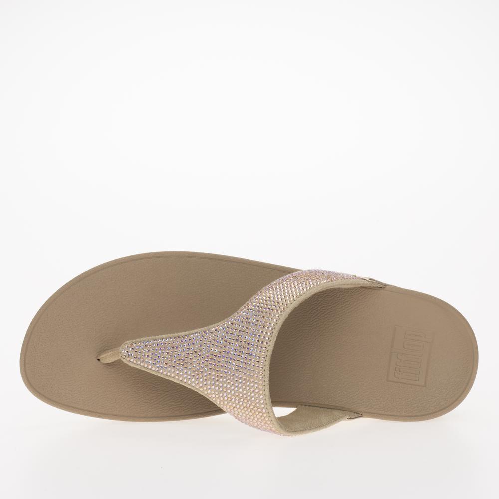 Japonki FitFlop Lulu Crystal Embellished Toe-Post Sandals EC5-A94 - beżowe