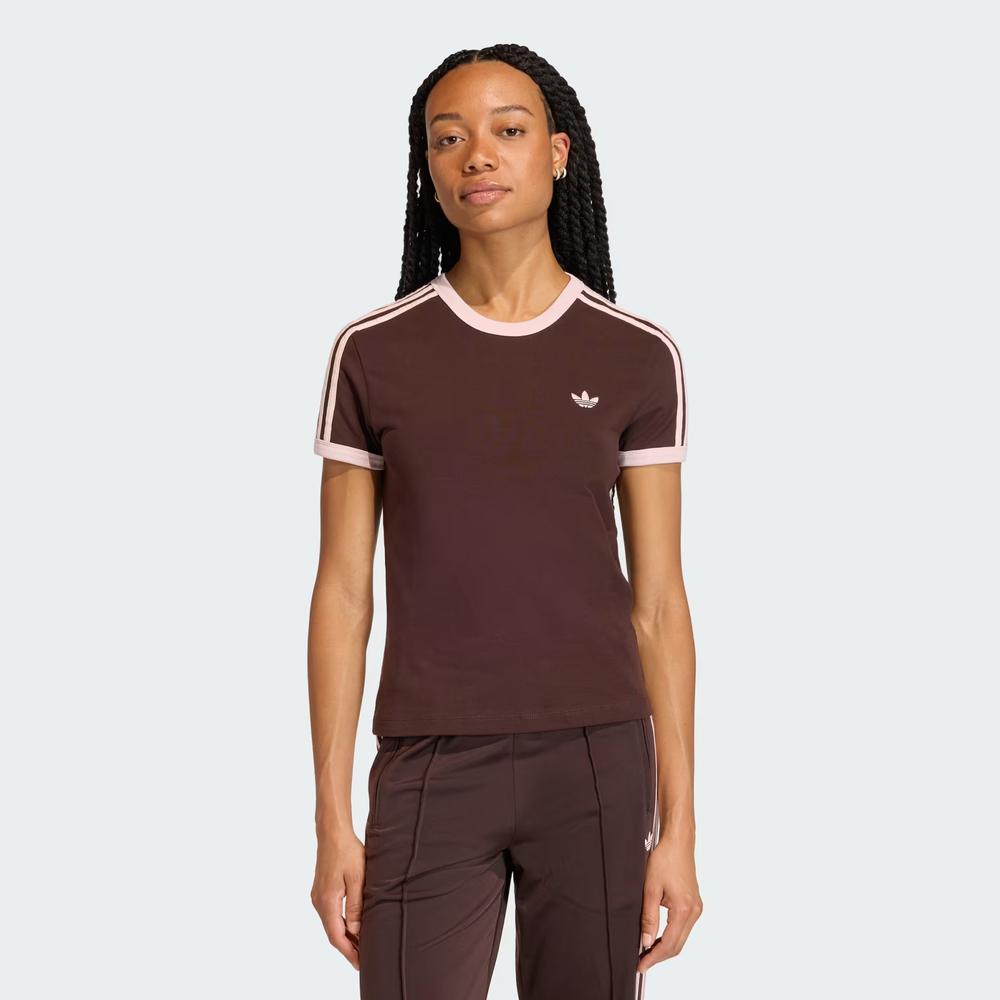 Koszulka damska adidas Originals 3-Stripes Slim KC9017 - brązowa