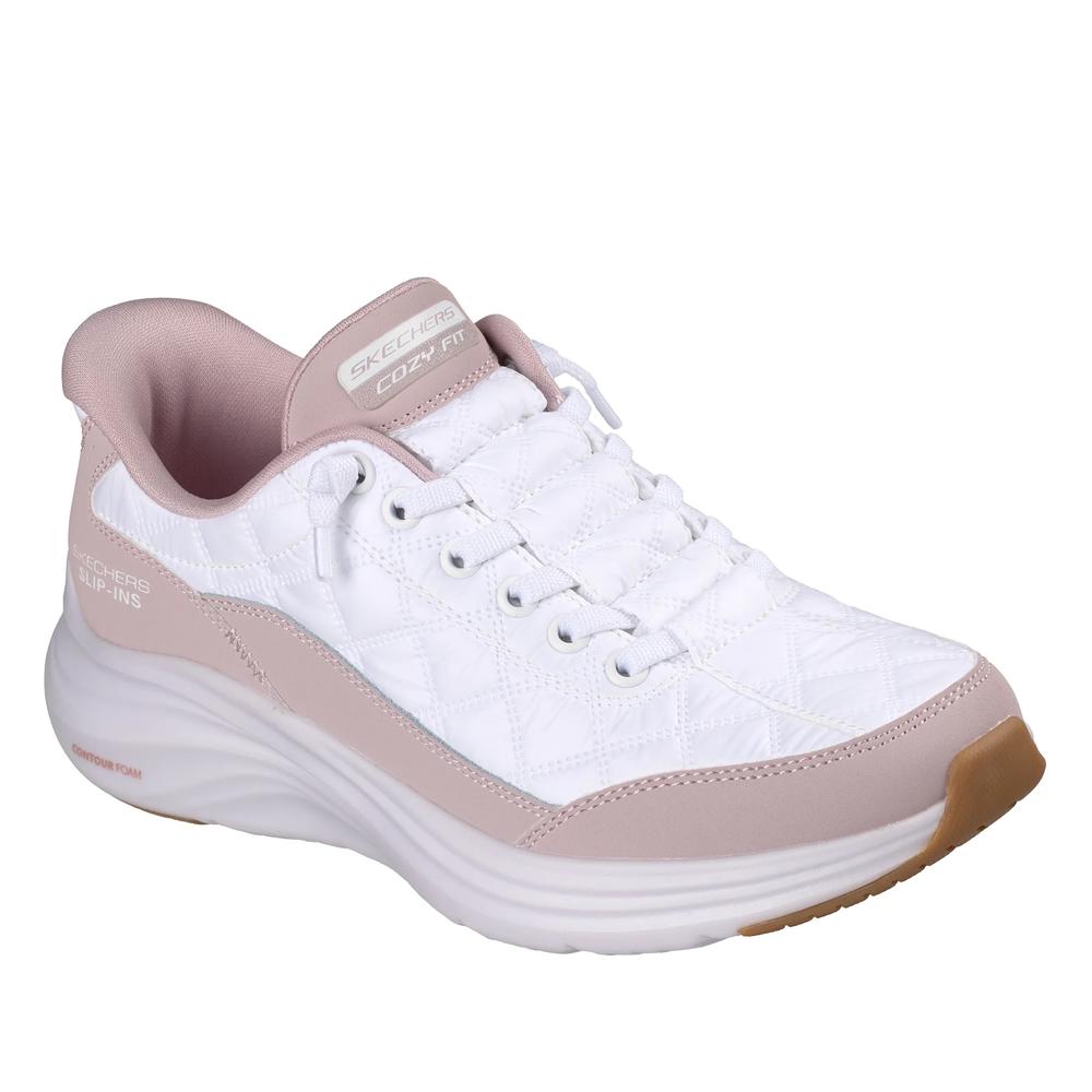 Buty damskie Skechers Slip-ins: Contour Foam Cozy Fit 150404LAV - białe