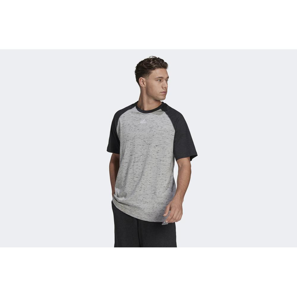 Koszulka adidas Essentials Melange Reglan HE1796 - szaro-czarna