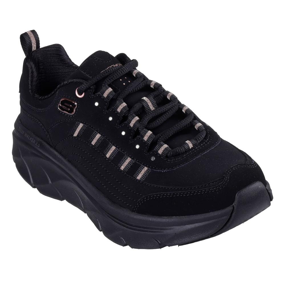 Buty damskie Skechers Relaxed Fit D'Lux Walker 2.0 Golden Step 150106BKRG - czarne