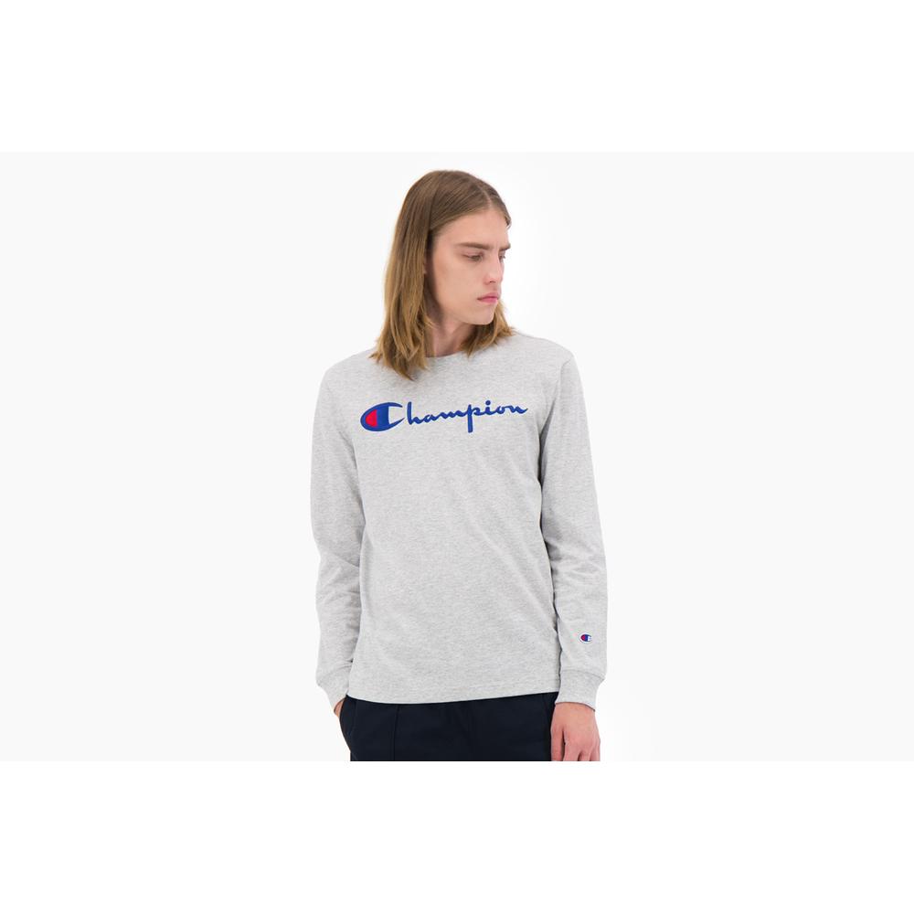 CHAMPION SCRIPT LOGO JERSEY LONG SLEEVED T-SHIRT > 213608-EM004