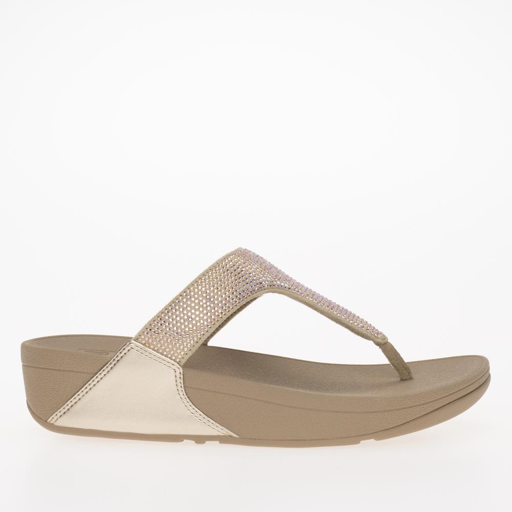 Japonki FitFlop Lulu Crystal Embellished Toe-Post Sandals EC5-A94 - beżowe