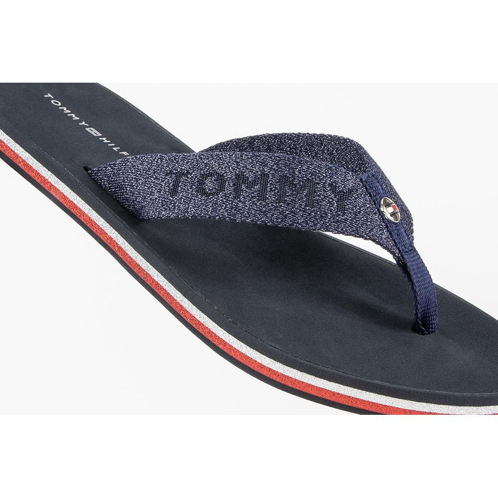 Japonki Tommy Hilfiger Glitter Logo Strap Flip-Flops FW0FW06423-DW5 - granatowe