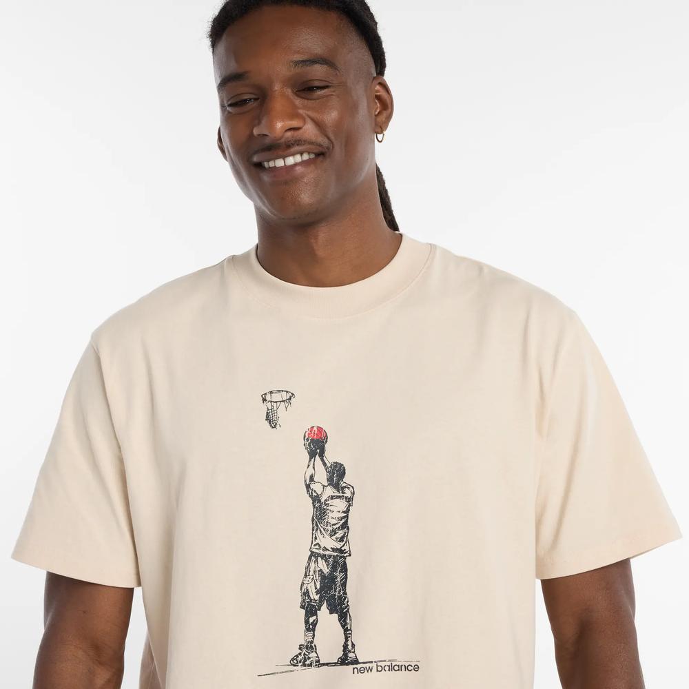 Koszulka męska New Balance MT53611BIS - beżowa