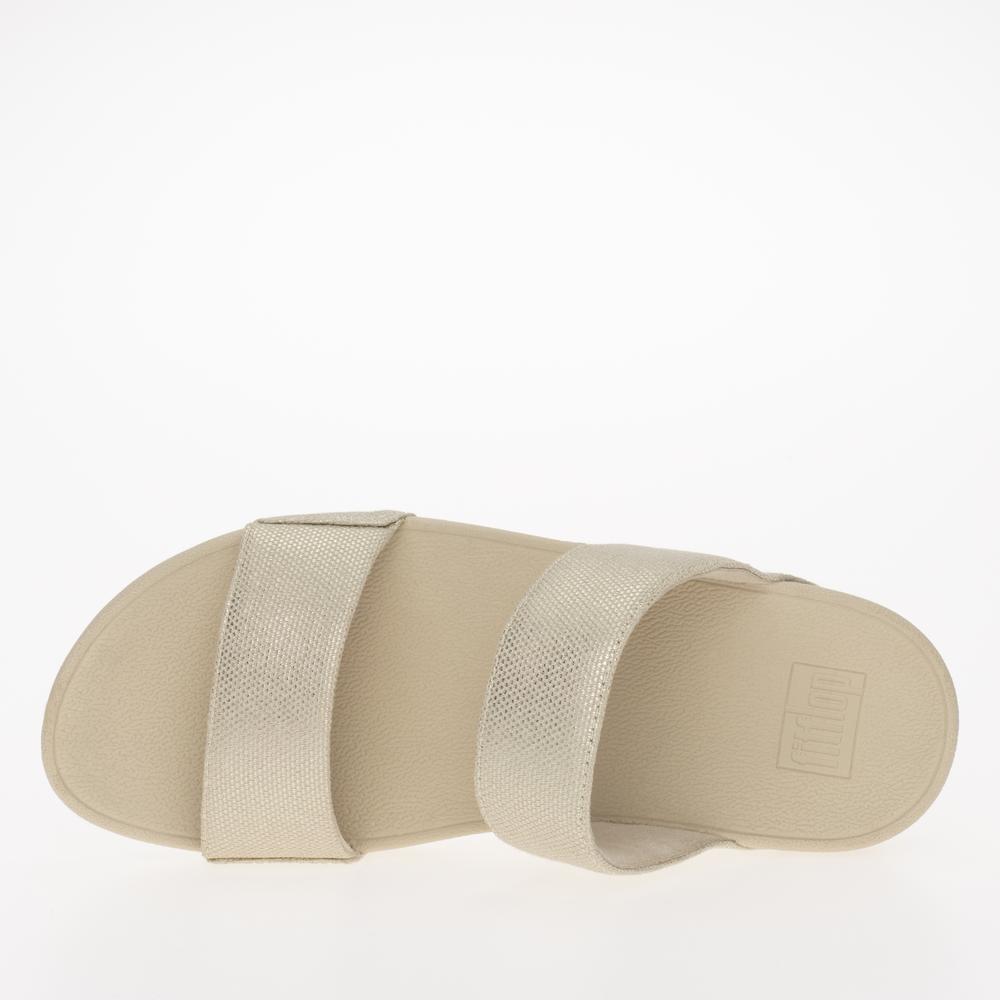 Klapki FitFlop Lulu Glitz-Canvas Slides HR2-675 - beżowe