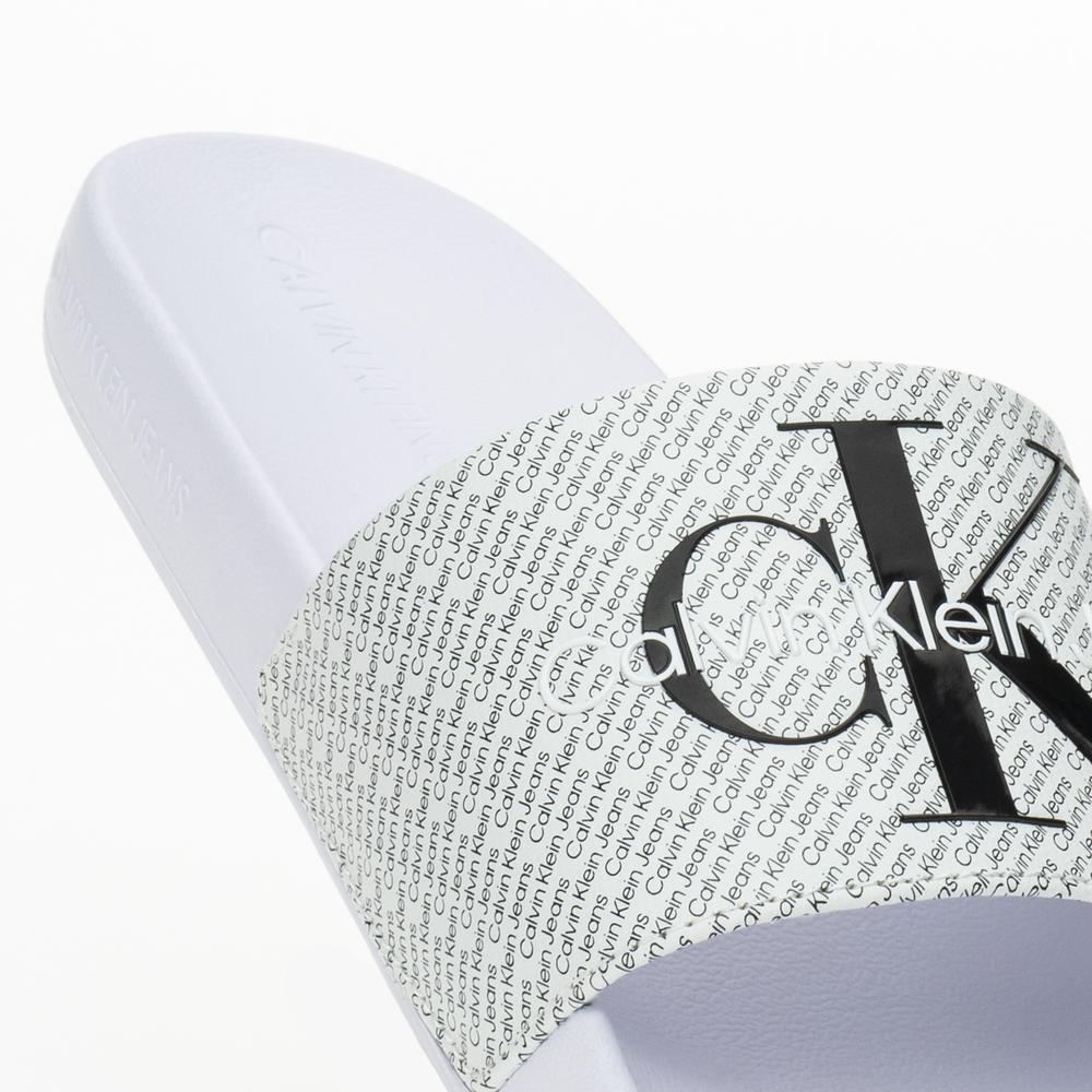 Klapki Calvin Klein Slide AOP YW0YW01407-01W - białe