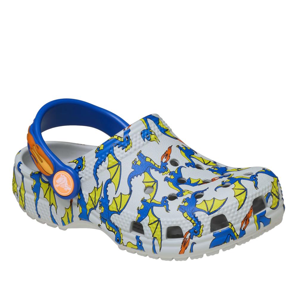 Klapki młodzieżowe Crocs Toddler Classic Dragon Graphic Clog 212514-1FT - szare