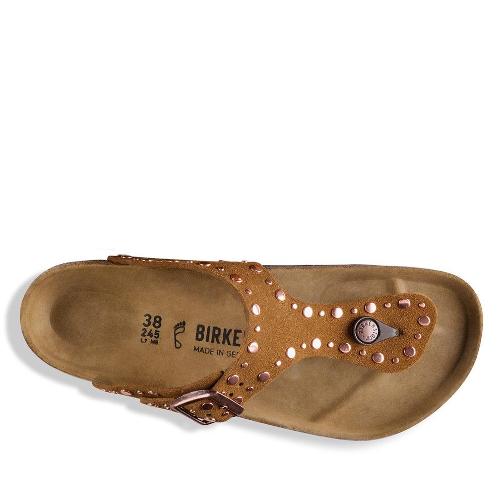 Japonki damskie Birkenstock Gizeh Rivet 1031649 - brązowe