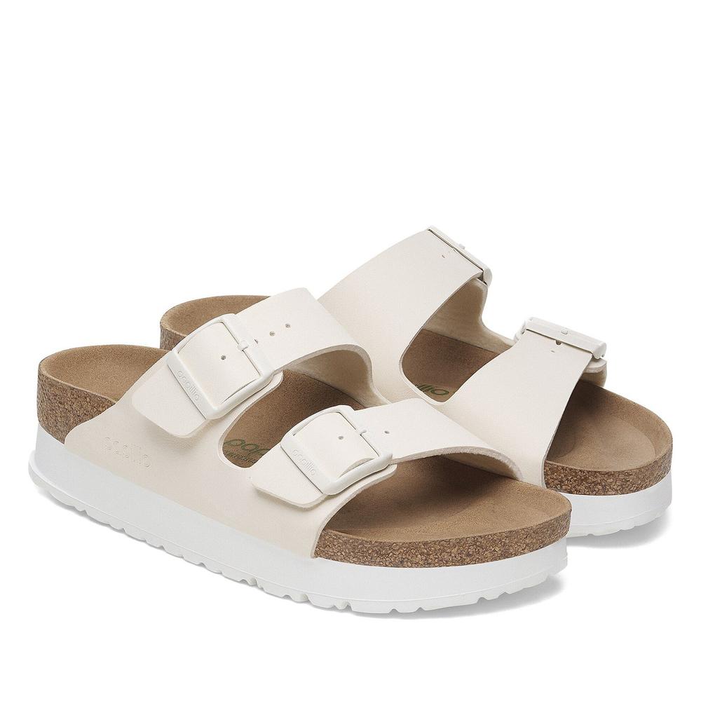 Klapki damskie Birkenstock Arizona PAP Flex Platform 1029127 - beżowe