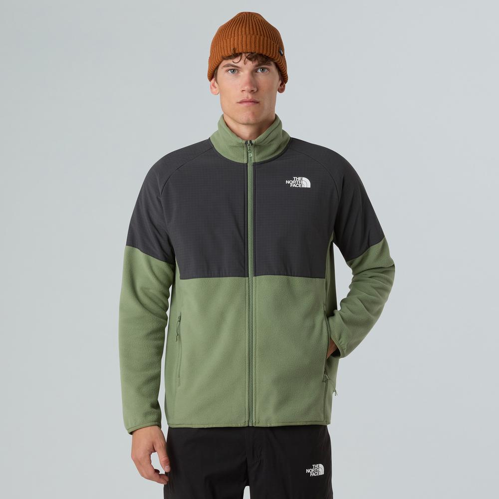 Bluza męska The North Face 100 Glacier Heavyweight Full-Zip Fleece 0A89JGDKI1 - zielono-czarna