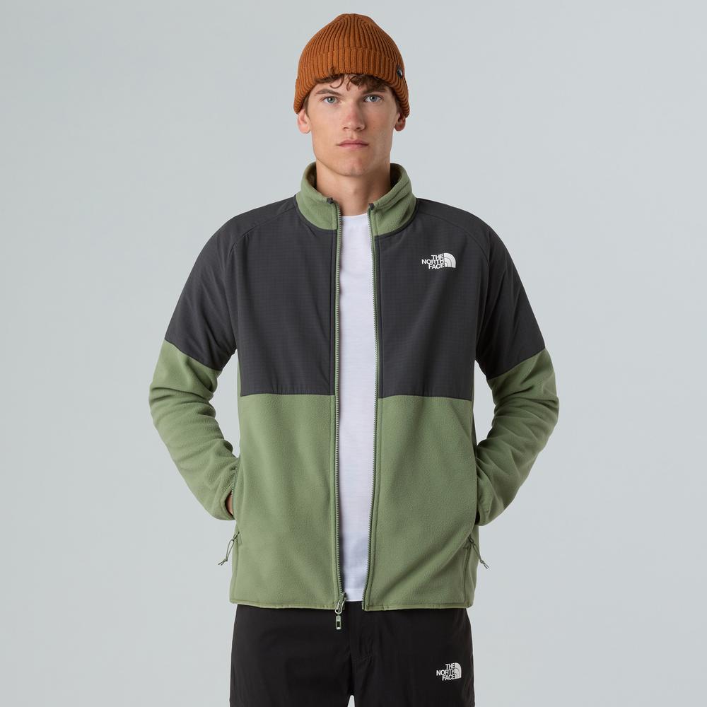 Bluza męska The North Face 100 Glacier Heavyweight Full-Zip Fleece 0A89JGDKI1 - zielono-czarna