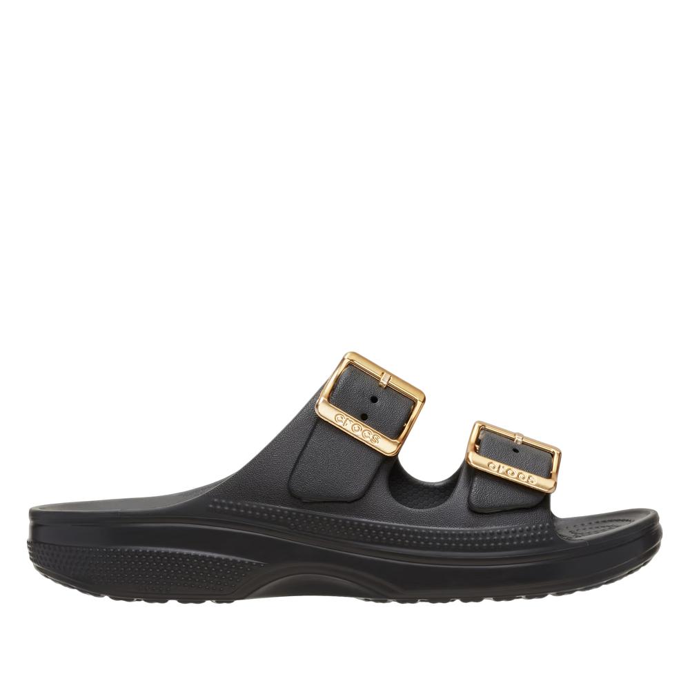 Klapki damskie Crocs Metallic Buckle Saturday 213316-001 - czarne