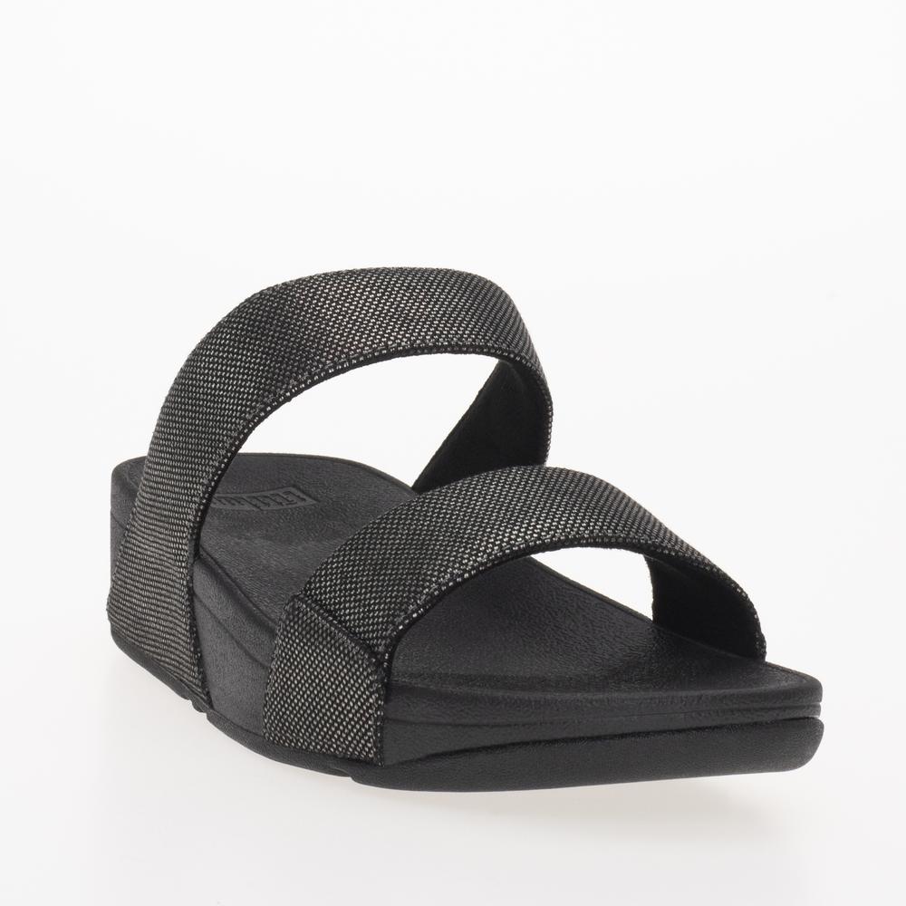 Klapki FitFlop Lulu Glitz-Canvas Slides HR2-B06 - czarna