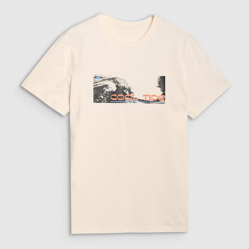 Koszulka męska 4F WSS25TTSHM203011S - beżowa