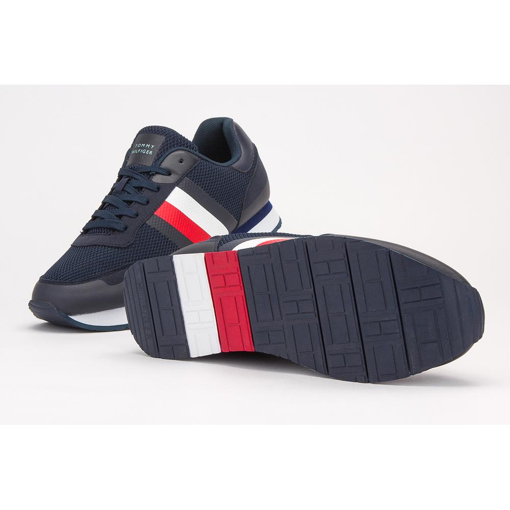 TOMMY HILFIGER SIGNATURE COLOUR-BLOCKED MIXED TEXTURE PANEL TRAINERS > FM0FM02688-DW5