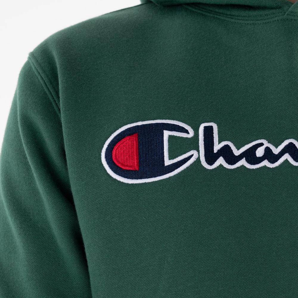 Bluza Champion Script Logo Embroidery Fleece Hoodie 217858-GS568 - zielona