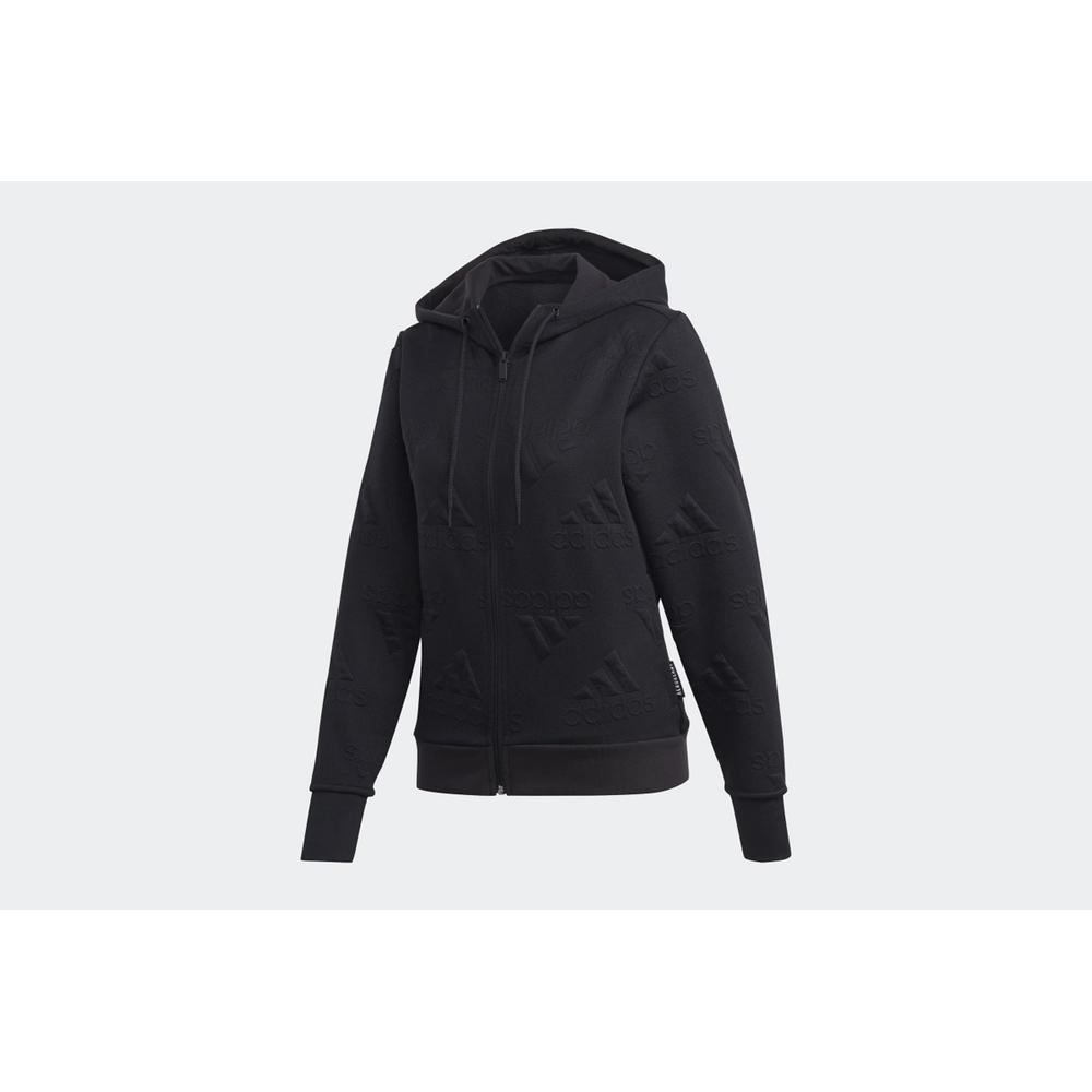 ADIDAS AEROREADY JACQUARD FULL-ZIP LOGO HOODIE > GC7039