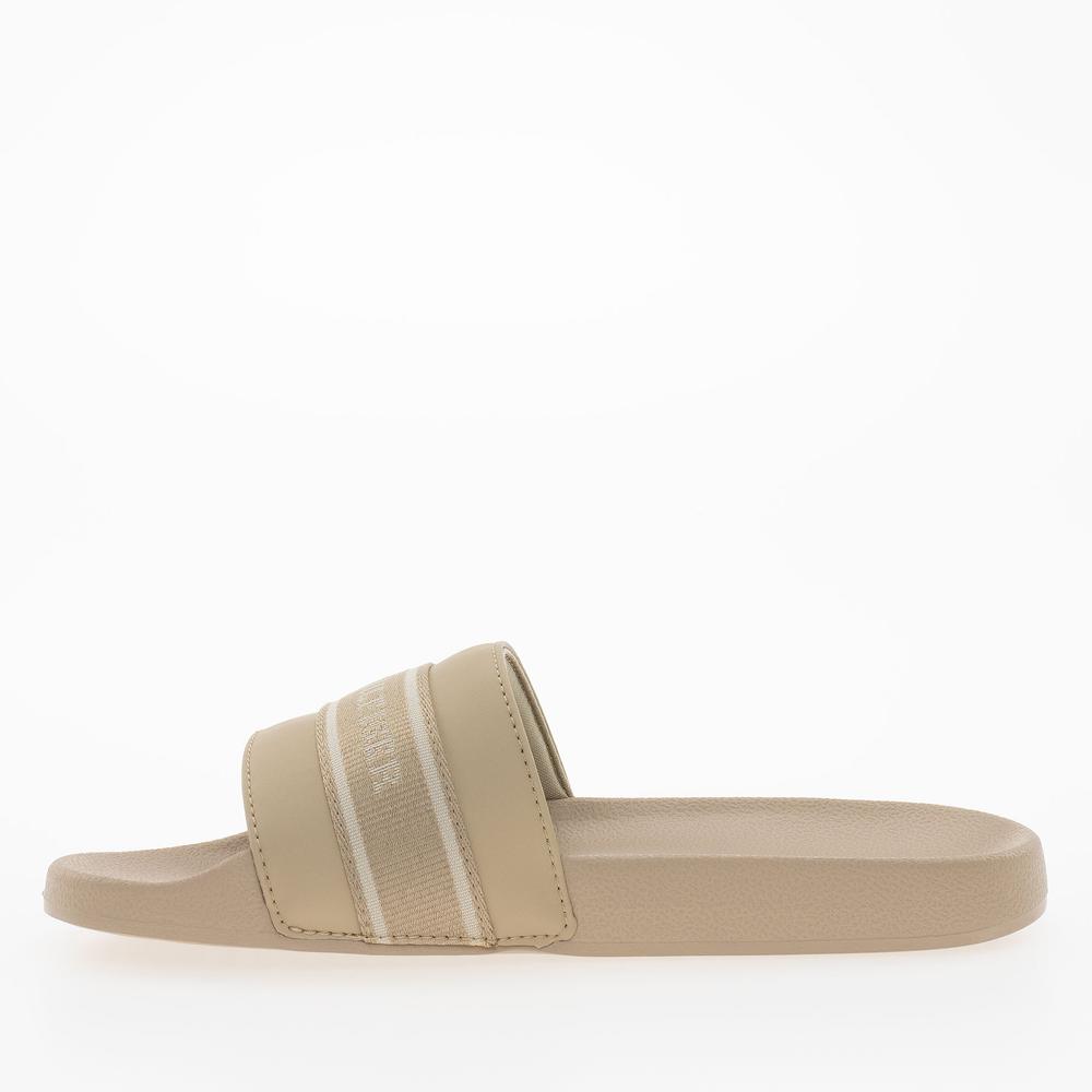 Klapki Tommy Hilfiger Poolside With Webbing Slide FW0FW08529-ACC - beżowe