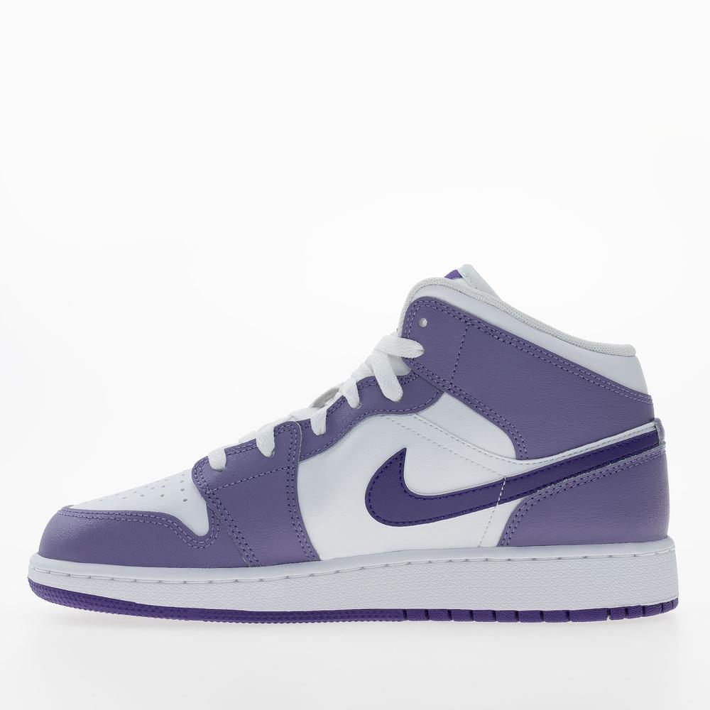 Buty młodzieżowe Nike Air Jordan 1 Mid DQ8423-500 - biało-fioletowe