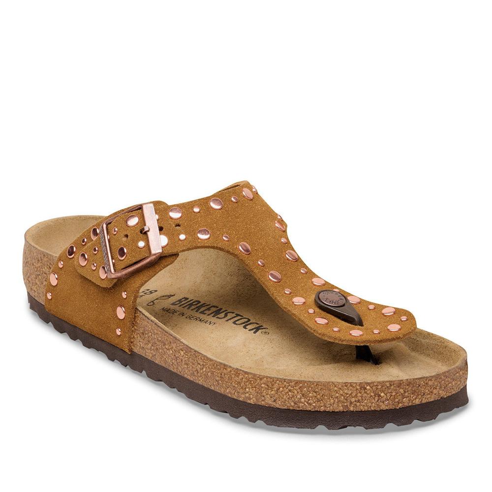 Japonki damskie Birkenstock Gizeh Rivet 1031649 - brązowe
