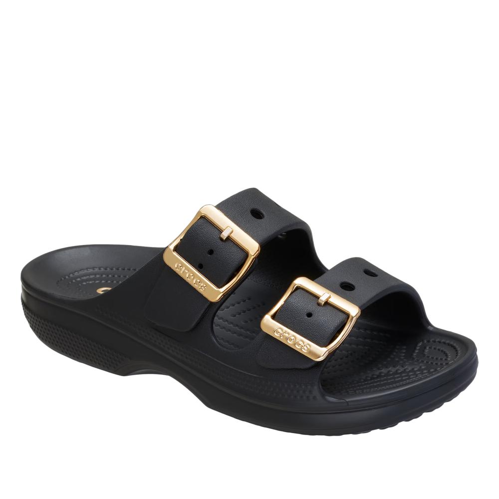 Klapki damskie Crocs Metallic Buckle Saturday 213316-001 - czarne