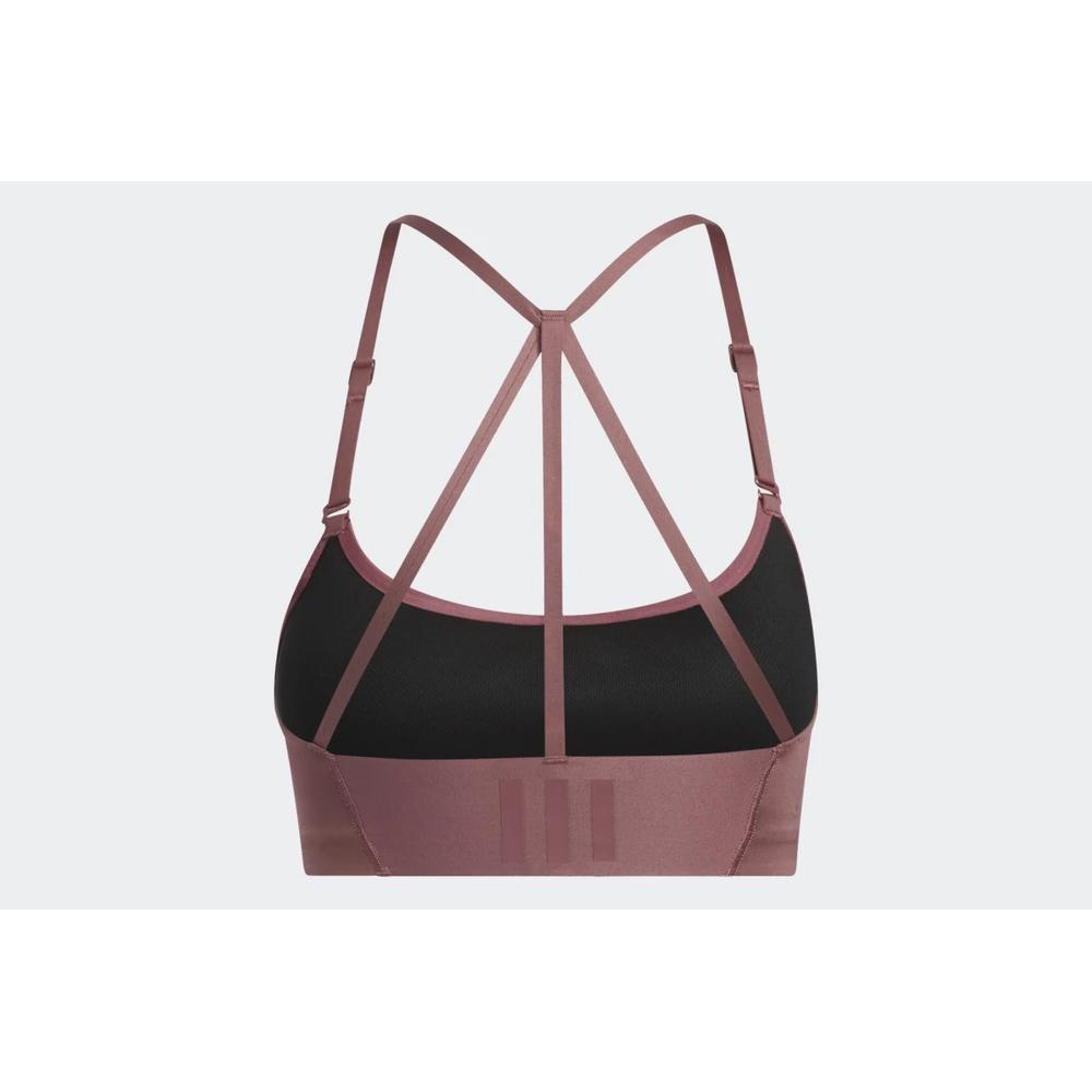 Biustonosz sportowy adidas  Yoga Studio Light-Support 3-Stripes HC7941 - różowy
