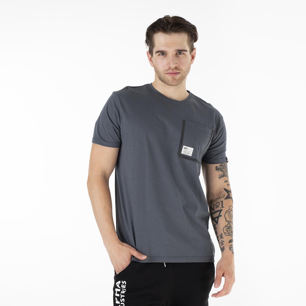Koszulka Alpha Industries Label Pocket T 136501136 - granatowa