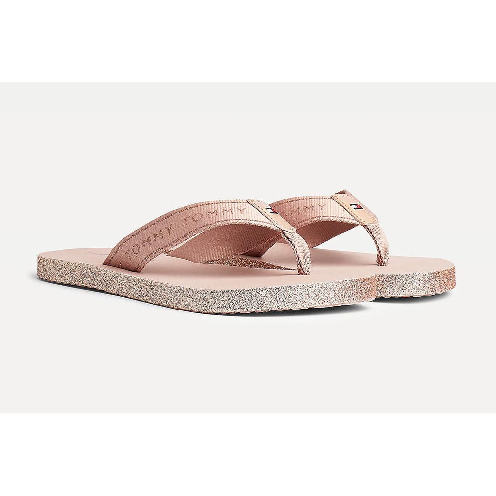 TOMMY HILFIGER GLITTER FLAT BEACH SANDAL > FW0FW04804-0JW