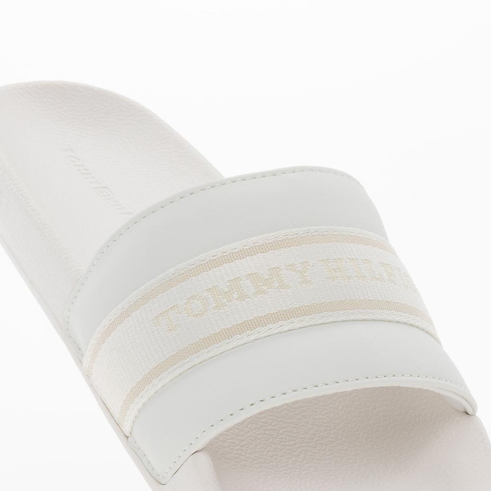 Klapki Tommy Hilfiger Poolside With Webbing Slide FW0FW08529-YBL - białe