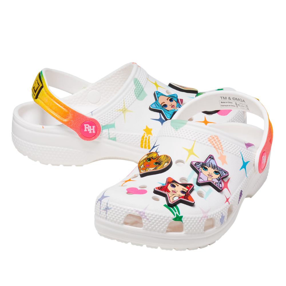 Klapki Crocs Classic Clog Rainbow High 208117-90H - białe