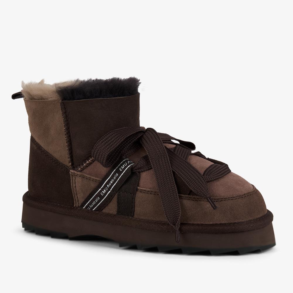 Buty damskie Emu Australia Blurred Micro Patch W13195CHOC - brązowe