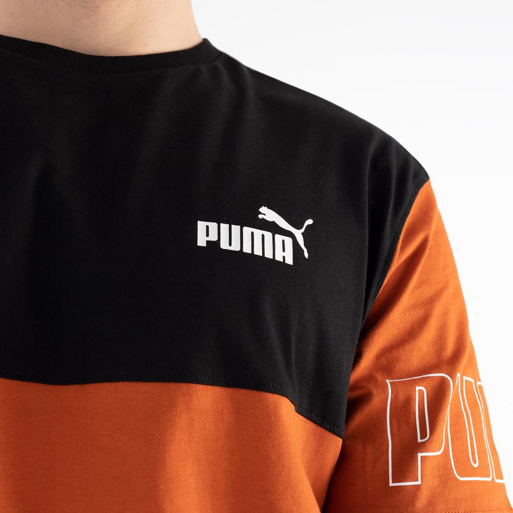 Koszulka Puma Power Colourblock 67156764 - pomarańczowo-czarna