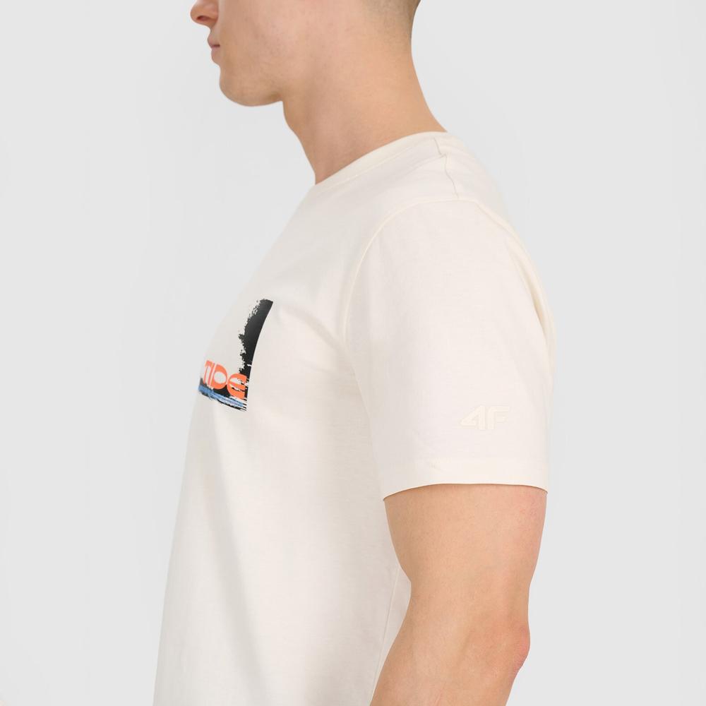Koszulka męska 4F WSS25TTSHM203011S - beżowa