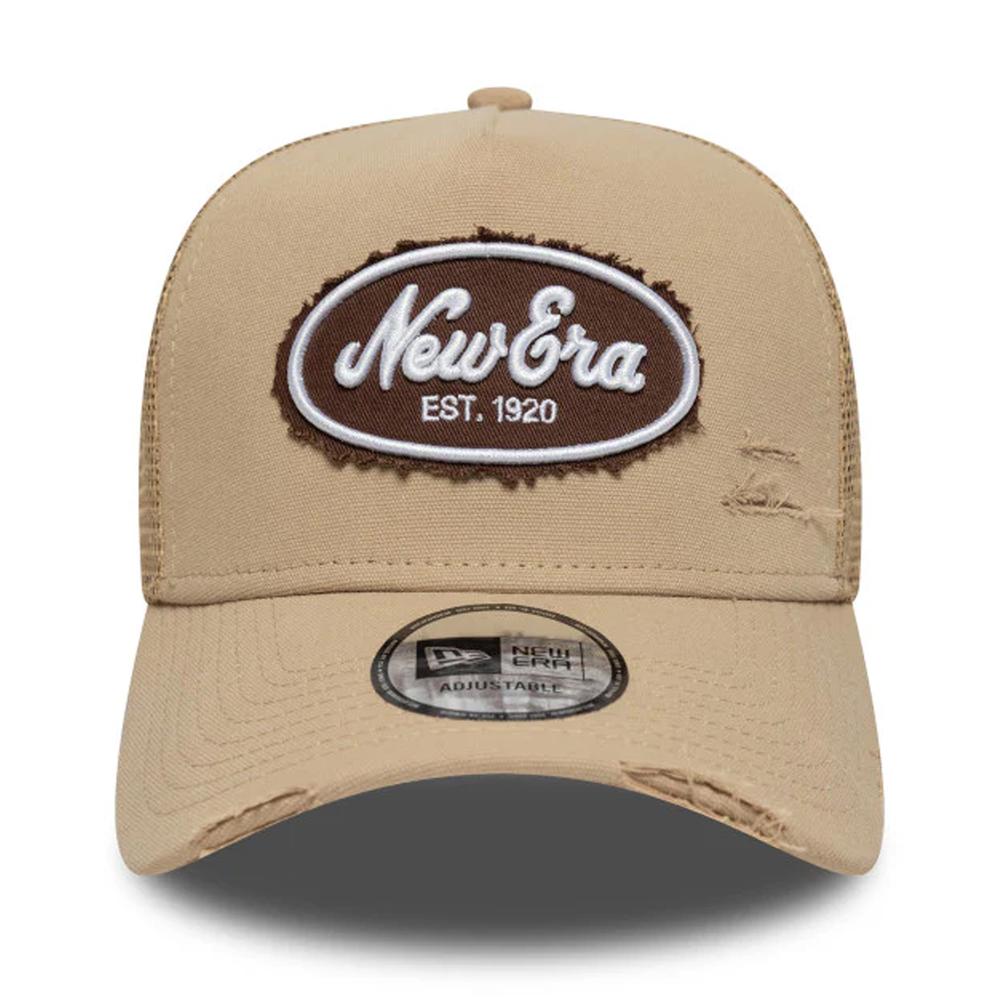 Czapka męska New Era 9FORTY Oval Canvas Distress Trucker 60771805 - beżowa