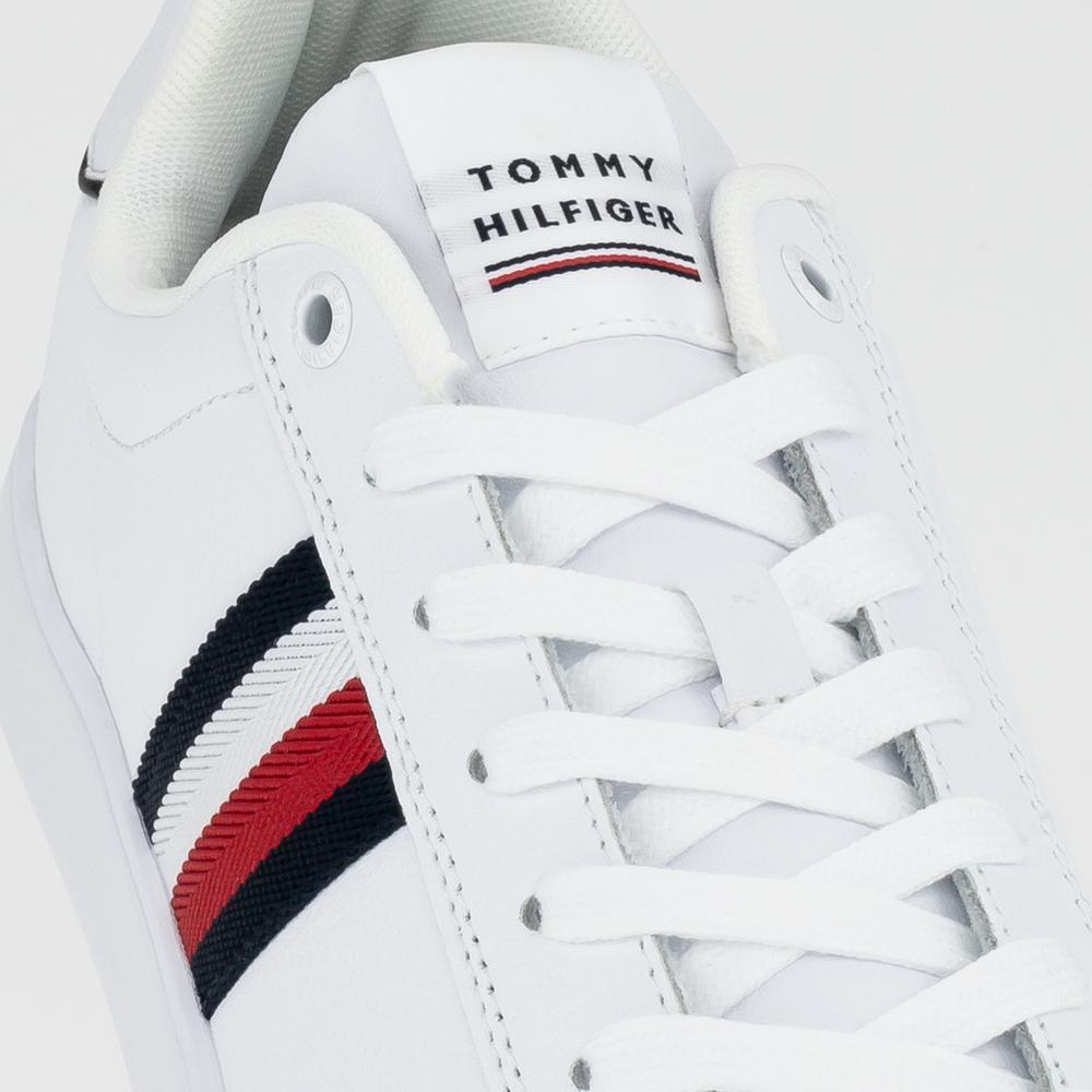 Buty Tommy Hilfiger Corporate Leather Cup Stripes FM0FM04732-YBS - białe