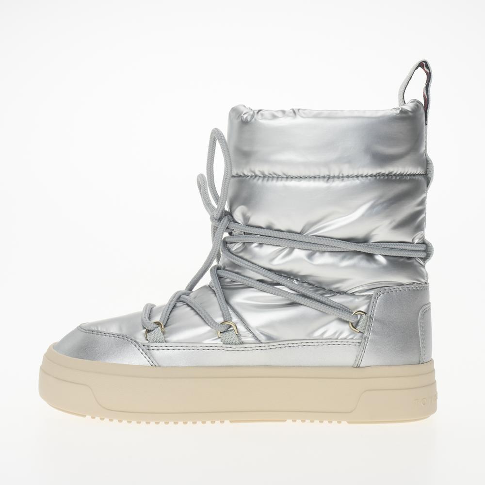 Buty Tommy Hilfiger Lace-Up Metallic Snowboot FW0FW08442-0IN - srebrne